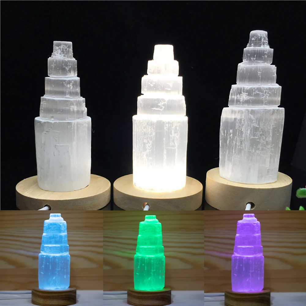 Natural white selenite gypsum Crystal Tower Skyscraper Castle Clear collection of Moroccan crystal mineral craft statues