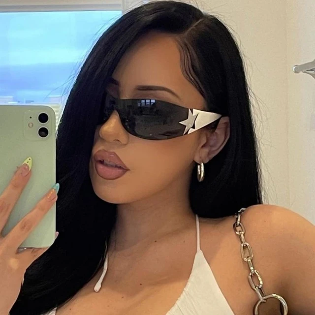 Gafas de sol deportivas de lujo para mujer y hombre, lentes de una pieza, estilo Punk, diseñador de marca, Y2K, UV400