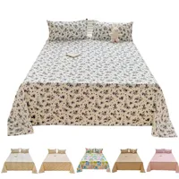 Flat Bed Sheets Plaid Soft Washed Universal Nordic Style Antibacterial Non-slip Thickerskin-friendly Twin Queen Full Size Adults 1