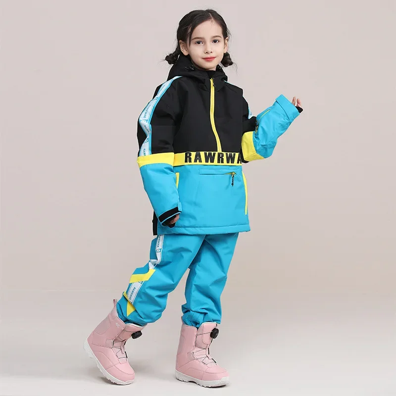 

2024 Children Ski Suit Warm Jacket Pants Sets Winter Windproof Boys tracksuit with Cotton Outdoor Sport Snowboard Kids Clothes