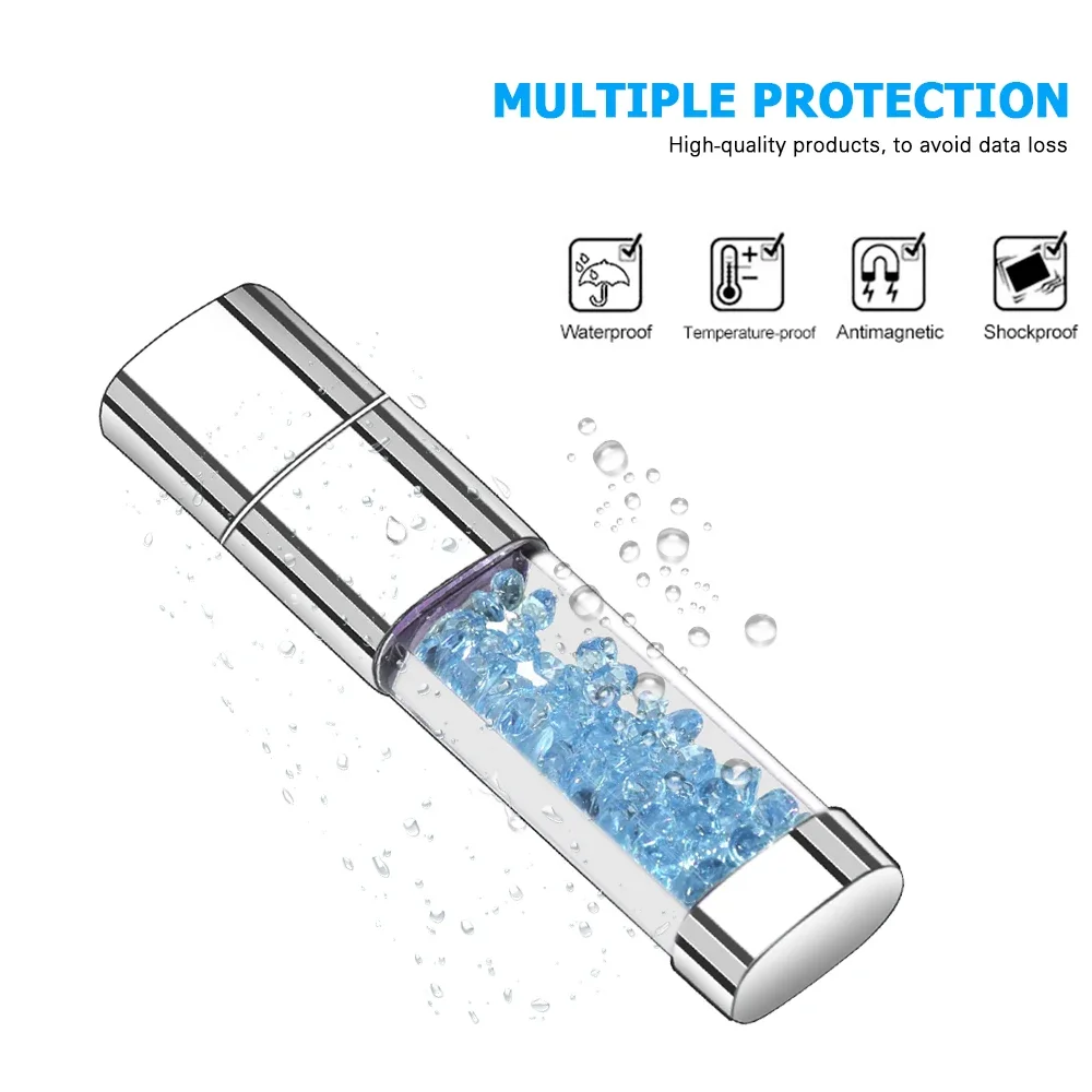 JASTER Diamond Metal USB Flash Drives 128GB Real Capacity Pendrive 64GB with Blue LED Memory Stick 32GB Free usb flash drive flash drive