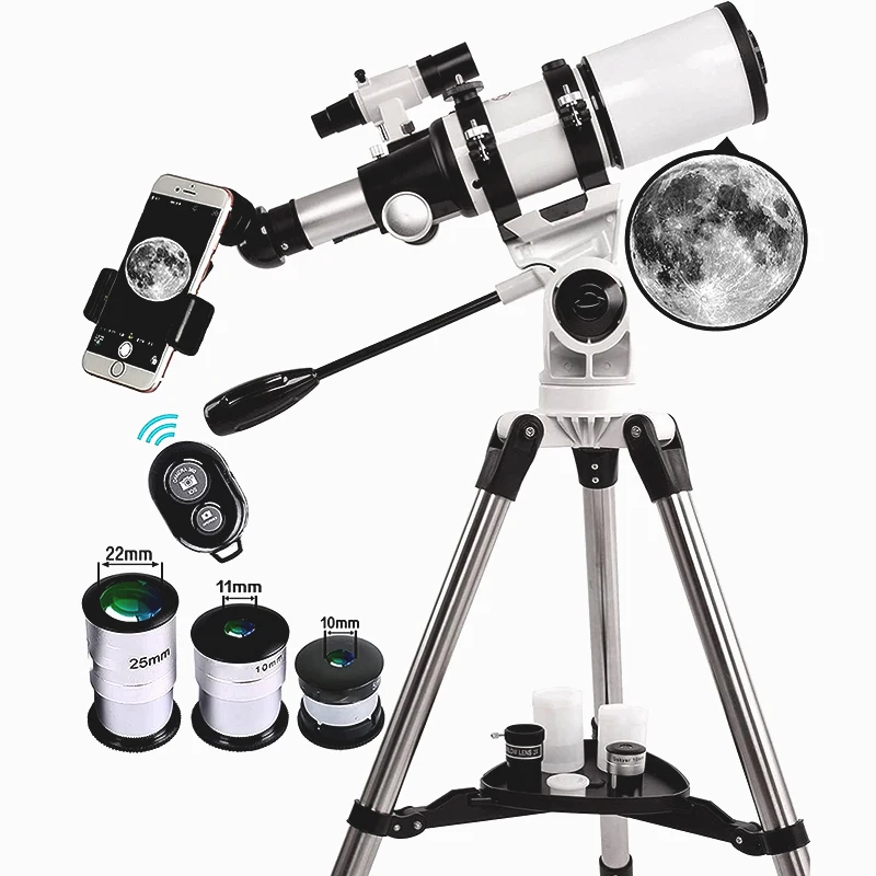 

Telescope 80mm Aperture 400mm Astronomical Portable Refracting Telescope Fully Multi-coated High Transmission Coatings AZ Mount