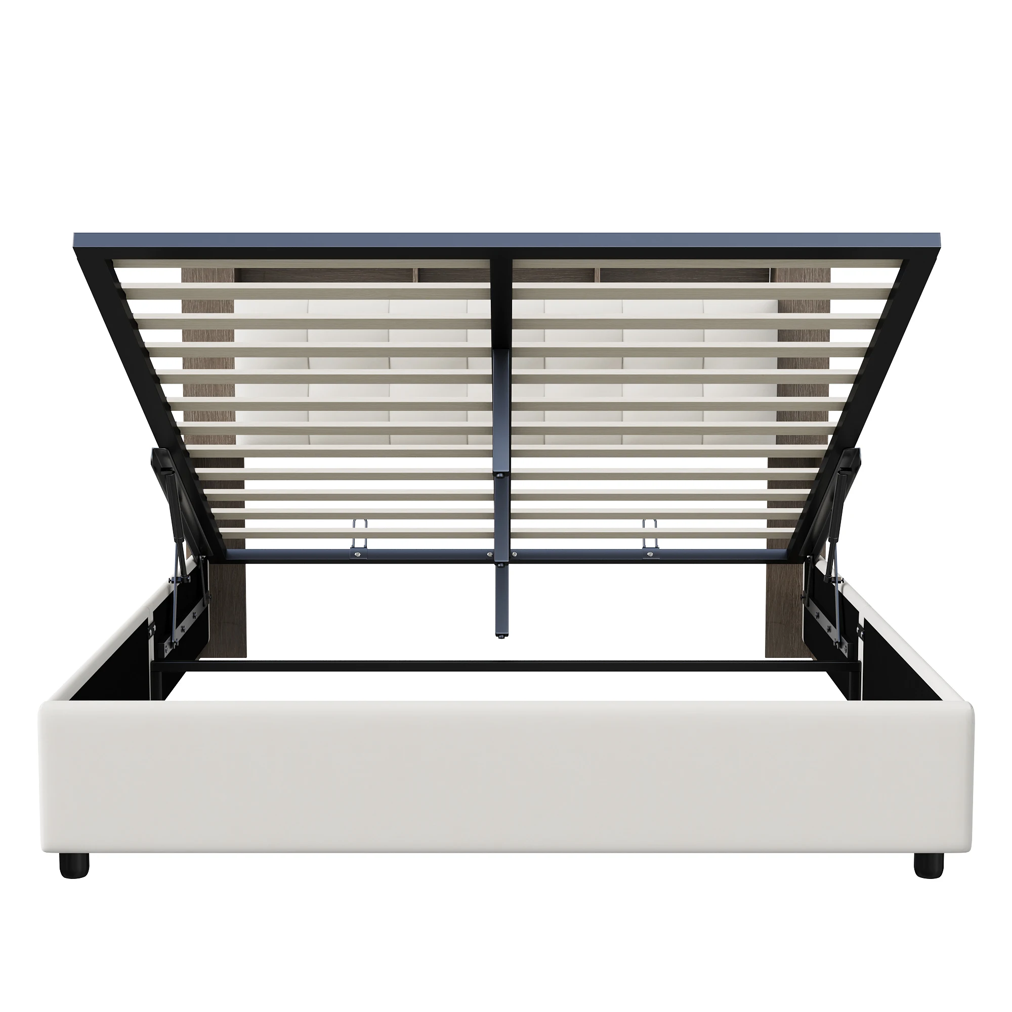 Lazyspace Polsterbett 140 x 200 cm, Doppelbett mit Stauraum und Lattenrost, LED-Kopfteil mit USB-Aufladung, Jugendbett – Detail 5