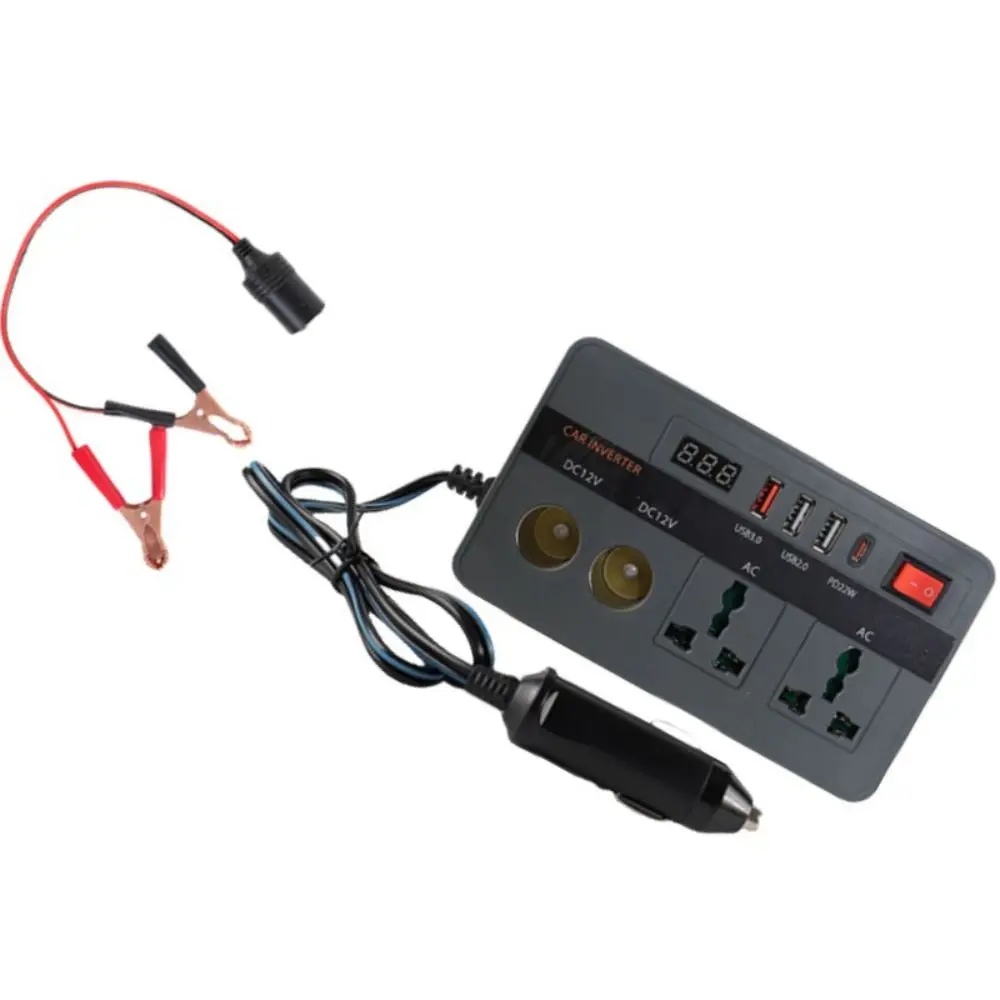 휴대용 유럽 표준 차량용 인버터 300W 범용 자동차 전원 변환기 USB+타입 C 고속 충전 기능 탑재