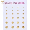 12 Pairs 2-7mm Mixed Size Solid Ball Earrings Set Women Men Stainless Steel Piercing Jewelry Minimalist Big Small Globe Ear Stud 1