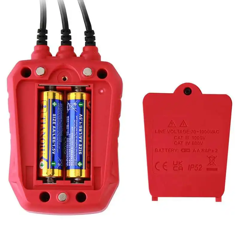 UNI-T 비접촉 위상 시퀀스 검출기, 계량기 AC 70-1000V 표시기, 디지털 LED 버저, UT262E 3 상 검출기 회전 테스터
