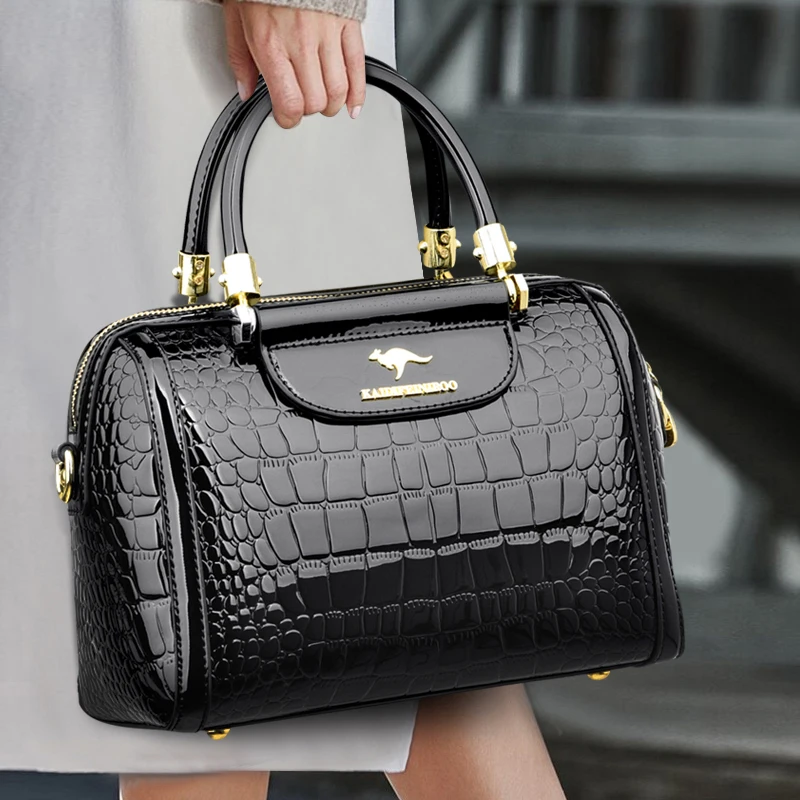 Luxury Patent Leather Handbags for Women Designer Crocodile