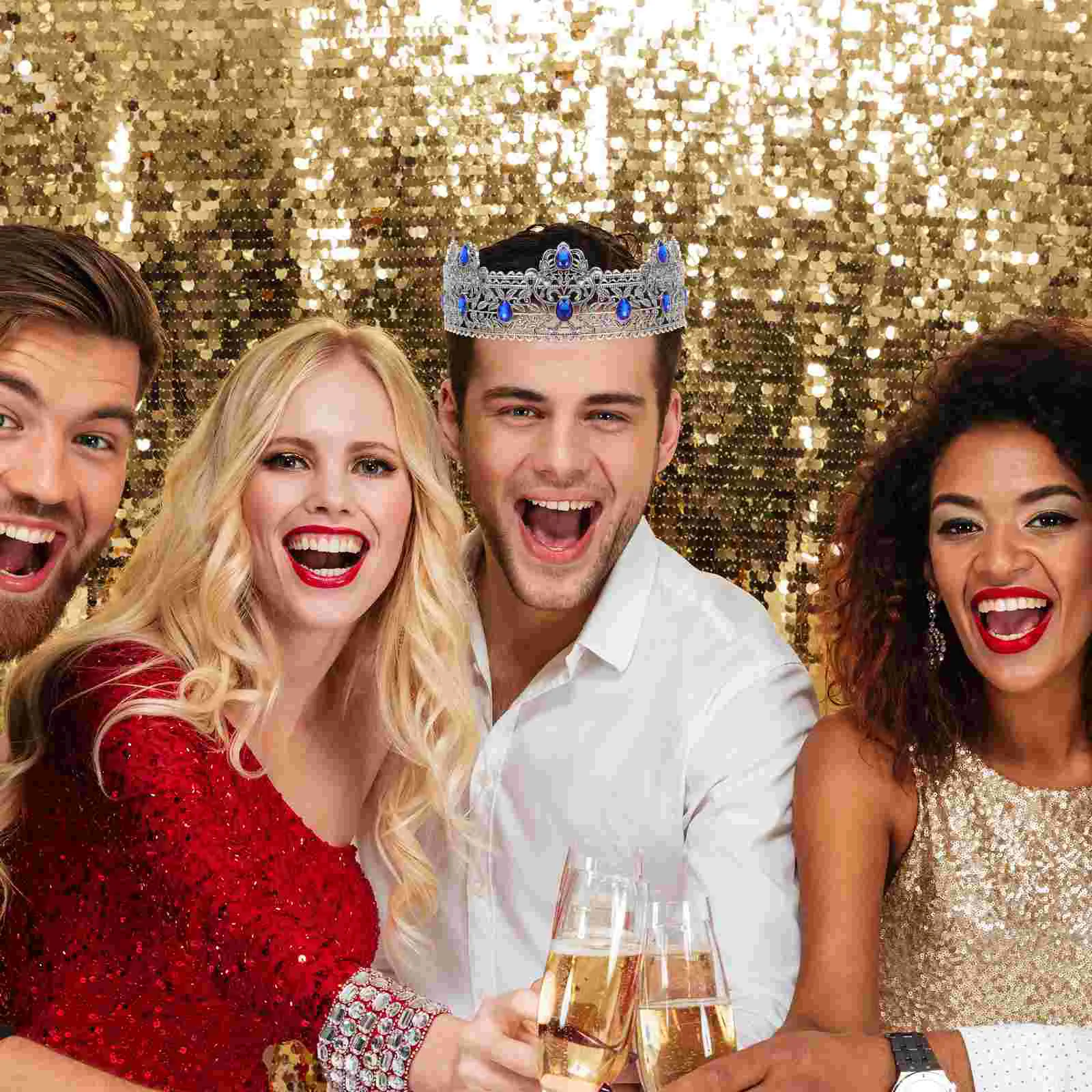 Elegant Crown Headpiece Rhinestone Crown for Wedding Birthday Party Quinceanera Medieval Prince Crowns Prom King