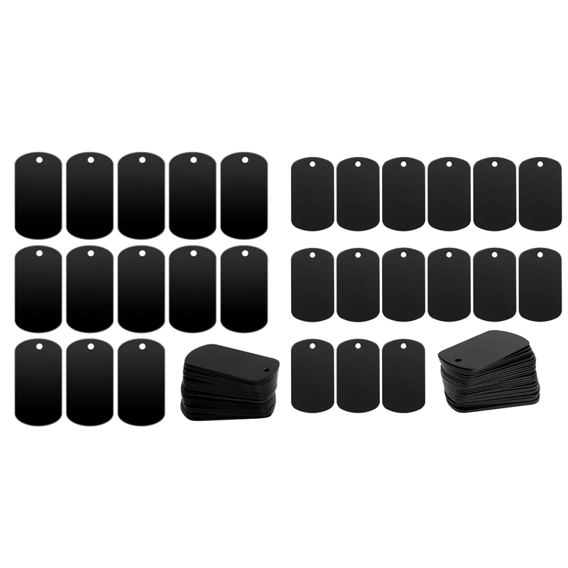 50 Pcs Metal Stamping Blanks Black For Stamping, Engraving Blanks Aluminum Stamping Blanks Keychain Blank Dog Tag Easy Install 5