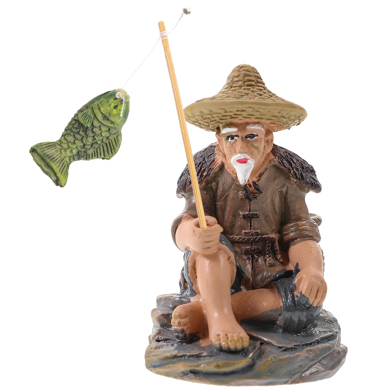 

Fisherman Statue Bonsai Figurine Decor Decorate Flower Pot Men Desktop Ornament Miniature Figurines Resin Modeling