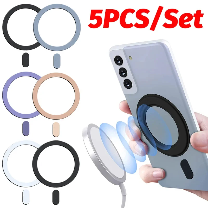 1 5PCS for Magsafe Magnetic Plate Ring Universal Metal Sticker Wireless Charger Sheet Mobile Phone Car Phone Holder Stand Plate