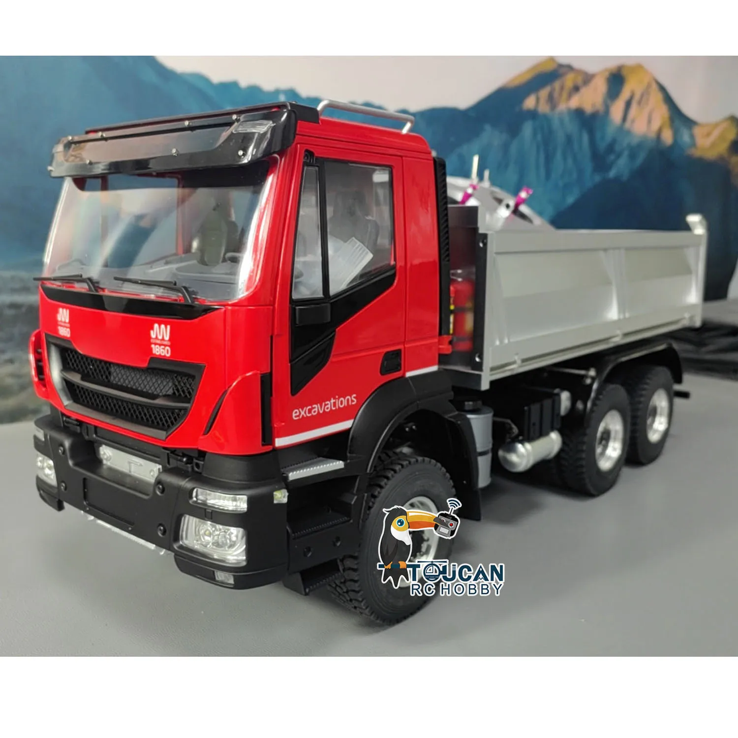 

6x6 1/14 Hydraulic RC Metal Dump Truck Radio Control Tipper Dumper Car 2-speed Gearbox Light Sound Systems Toy TH23356