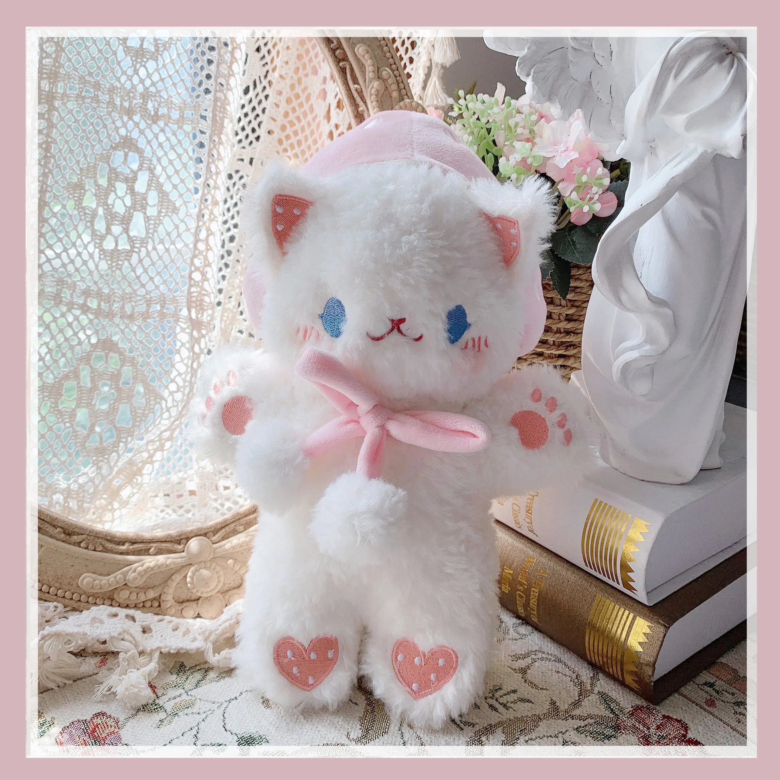 

Soft Girl Kawaii Plush Strawberry Cat Doll Messenger Bag Cute Sweet Lolita Furry Shoulder Bag Cosplay Kawaii JK Handbag