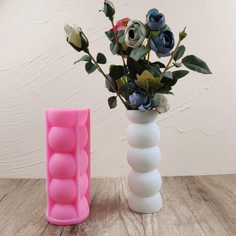 

Cylinder Shape Vase Flower Pot Ashtray Pen Holder Silicone Mold Scented Mold For Gypsum and Concrete Stone Carving Art Ornaments