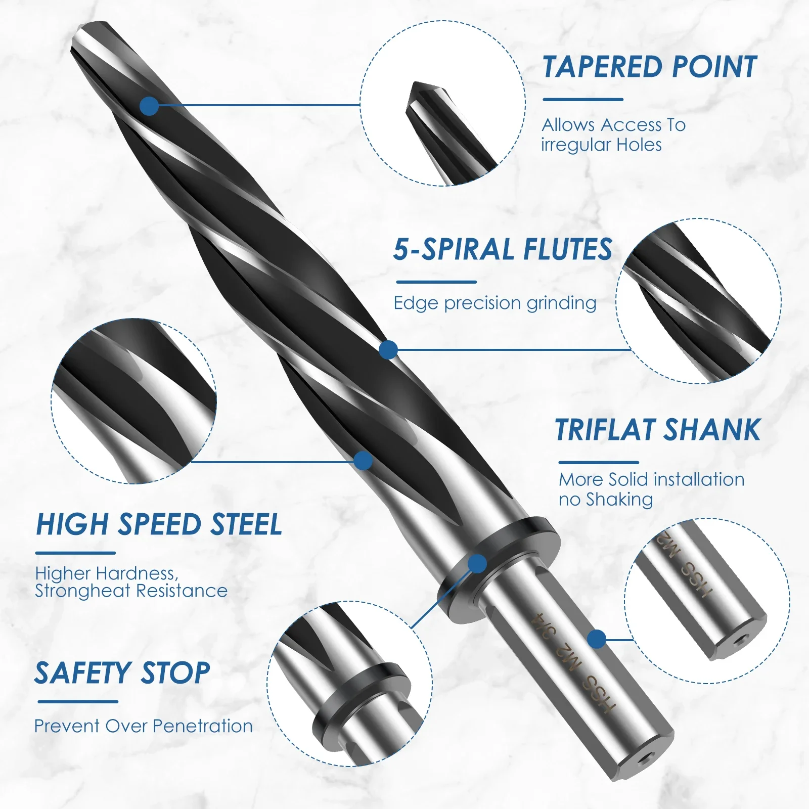Bridge Construction Reamer Drill Bit 5/8inch 3/4inch 1/2inch Taper Chucking Reamer Car Reamer Enlarge Hole Drill Bit 2
