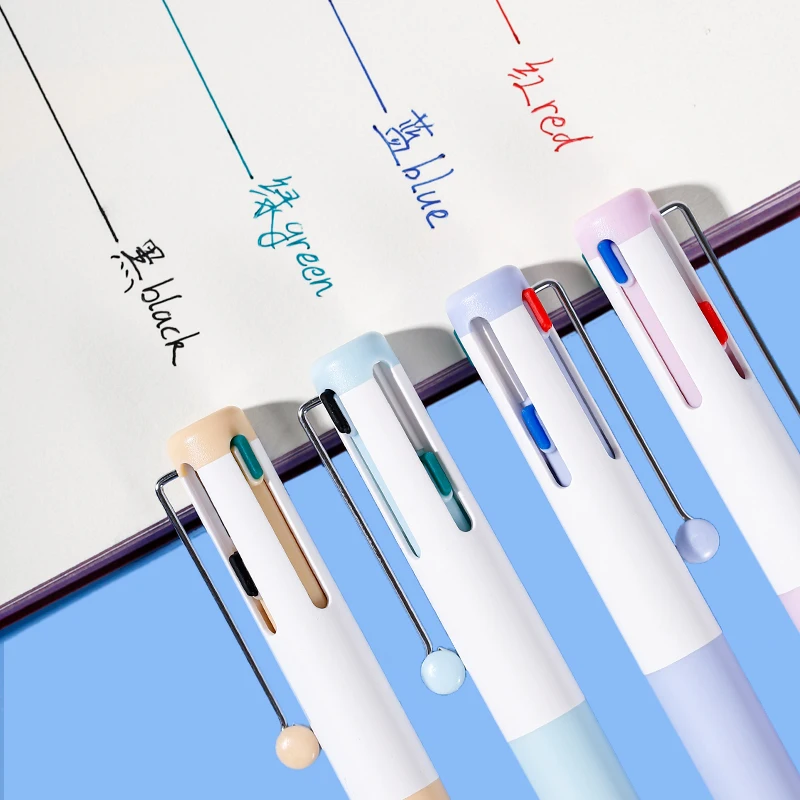 Creative 4-in-1 Multi-Color Gel Pen 0.5mm Fine Point Quick Drying Smooth Writing Colored Pens for Note Taking & Study Stationery