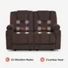 61.8" Power Loveseat Recliner with Heat and Vibration, Fabric Electric Reclining Loveseat, USB Charge Port 6