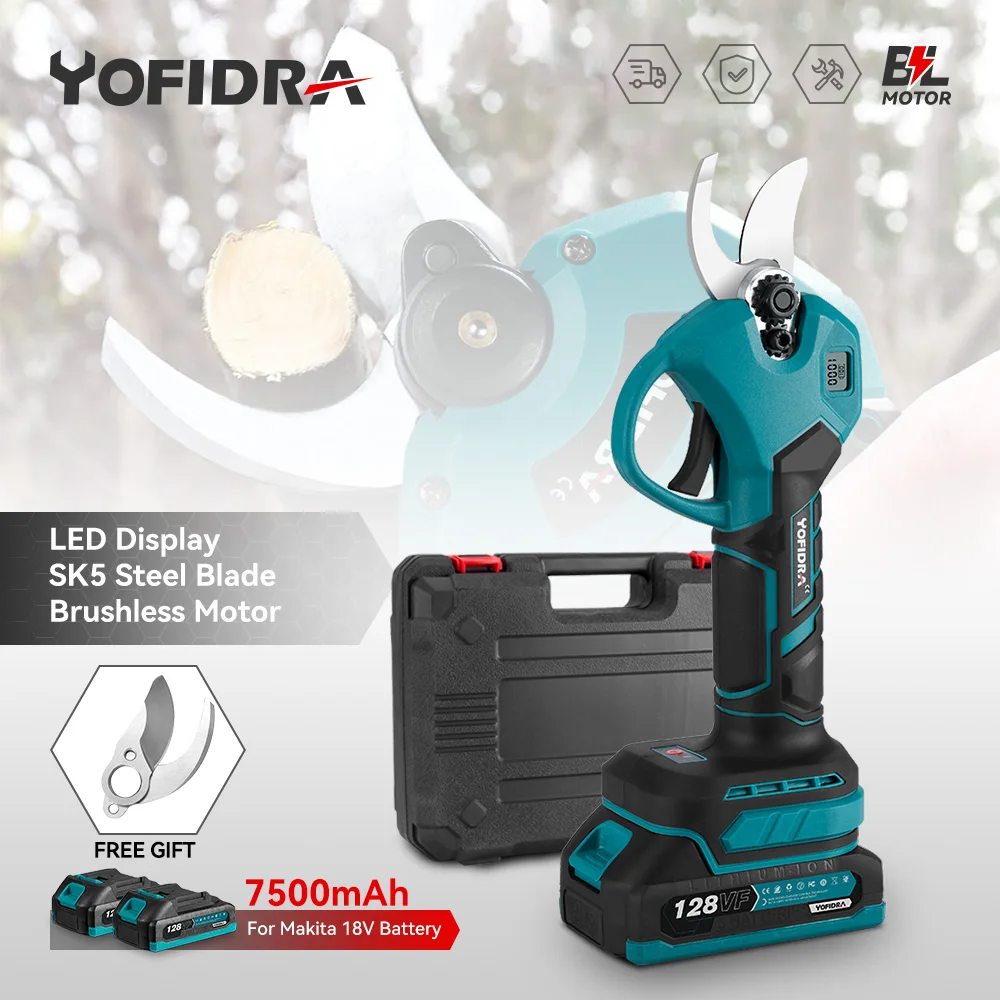 

Yofidra 30mm 2 Gears Brushless Electric Pruning Shears Cordless Fruit Tree Bonsai Pruning Gardening Tools For Makita 18V Battery