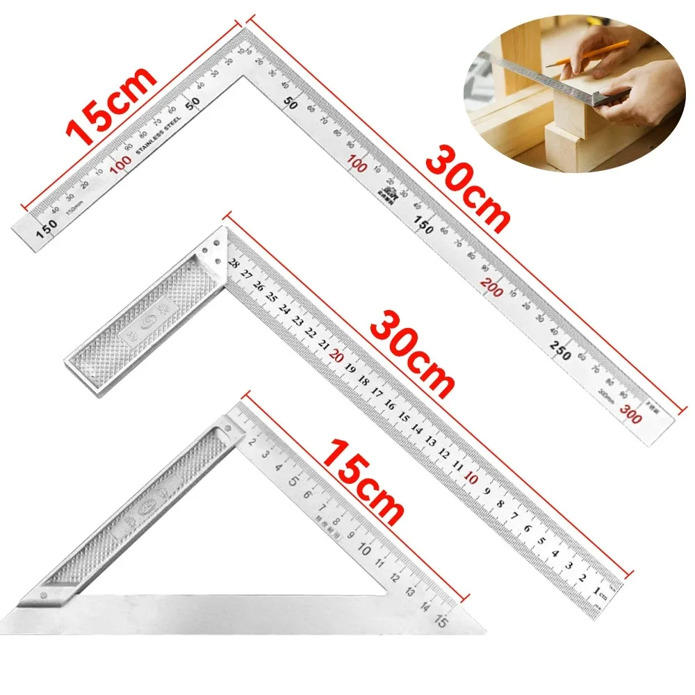 90 Turning Ruler Aluminum Alloy Square Ruler Right Angle Woodworking Steel Turning Measuring Tools Gauge