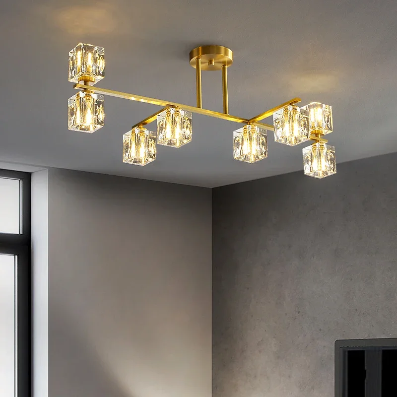 Modern Gold Pendant Hanging Light Indoor Copper Decora Ceiling Lamp Luxurious Lustre Chandelier For Parlor Bedroom Dining Bar