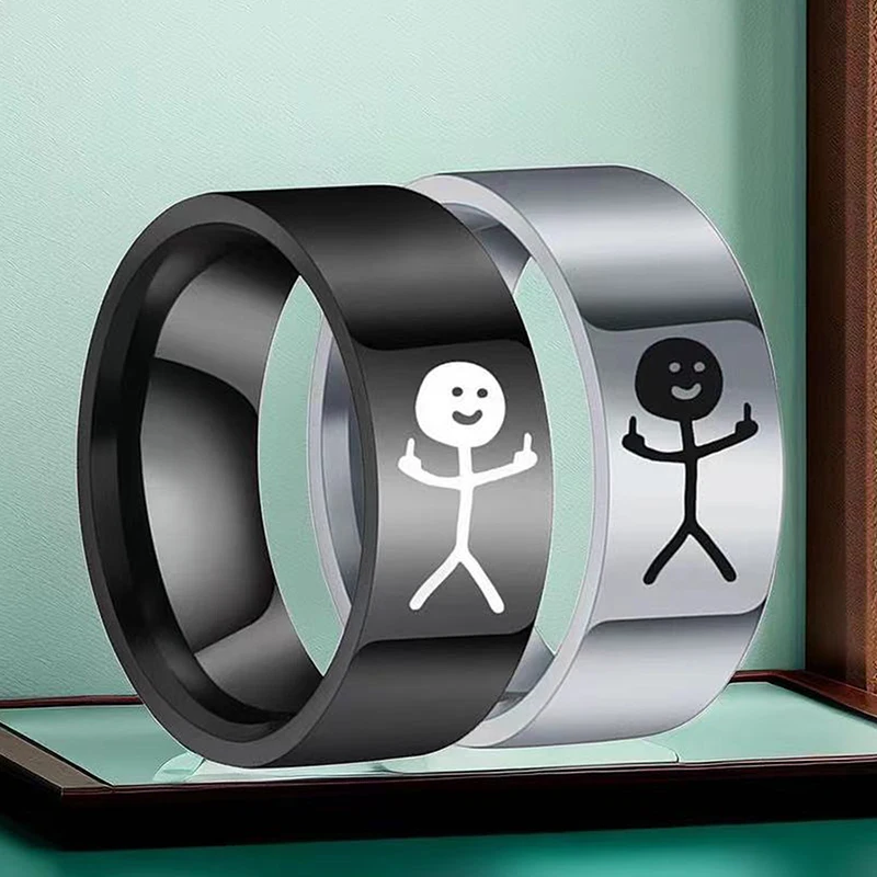 Simple-Personality-Hip-Hop-Funny-Middle-Finger-Stickman-Rings-Fashion ...