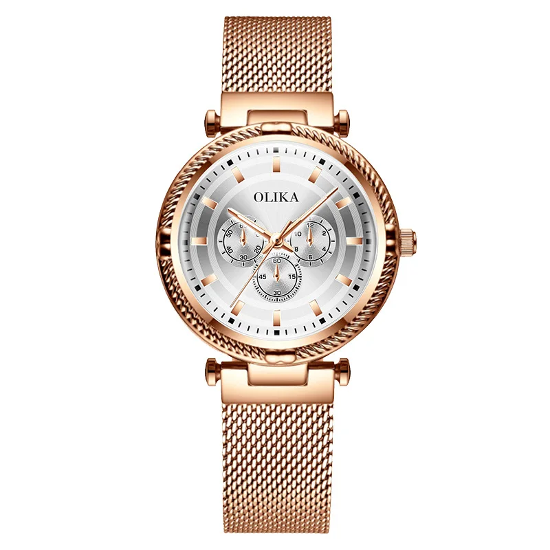 OLIKA New Women Watches Luxury Fashion Trend Quartz Watch Female Waterproof Mesh Band Women's Watch Ladies Clock Mujer Relojes