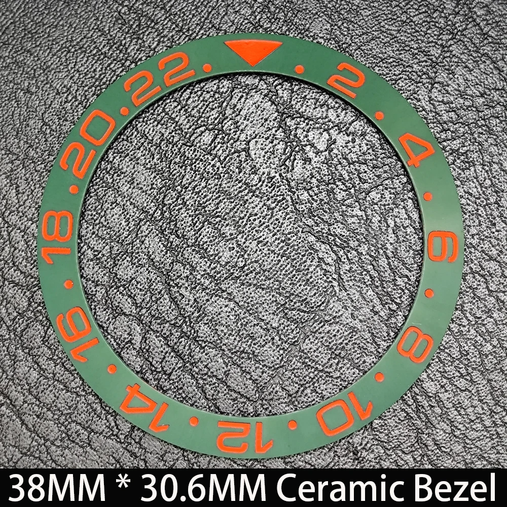 Elegant Blue Luminous Bezel GMT and Diving Watch Insert, Sloping 38mm x 30.6mm Ceramic/Aluminum