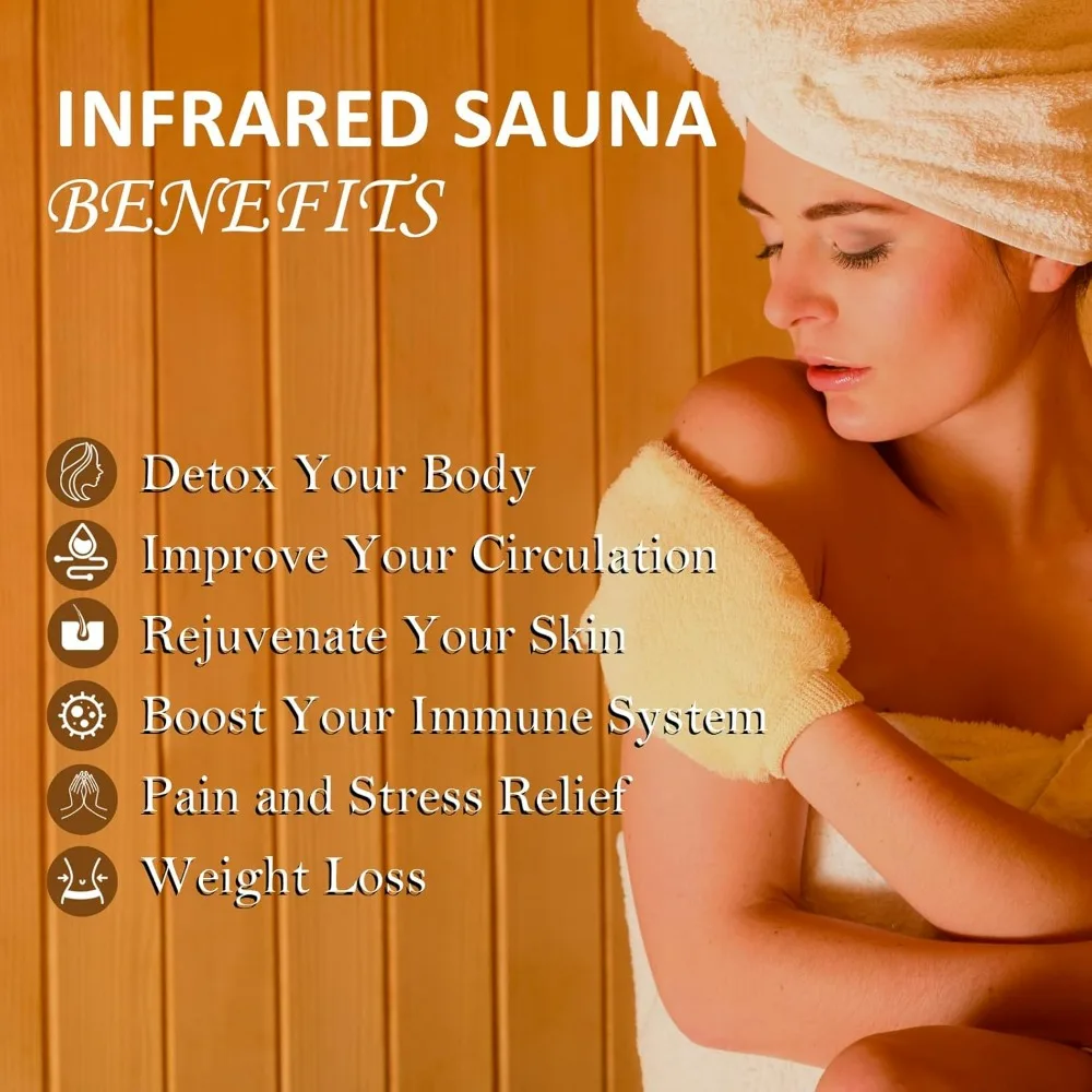 2024 Upgrade 1 to 2 Person Sauna, 6 Heating Plate Infrared Physical Therapy Wooden Dry Steam Sauna, Low EMF, MP3 Auxiliary 2