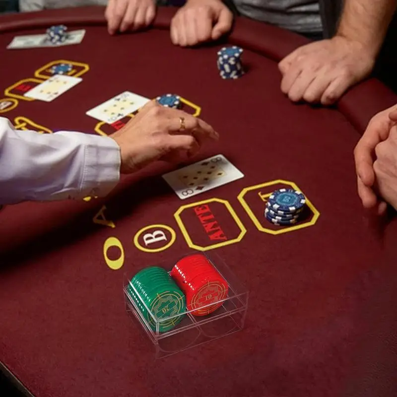 Poker Chip Rack Display Clear Trays 2 Slots Acrylic Rack Holds 40 Standard-sized Chips For Casino