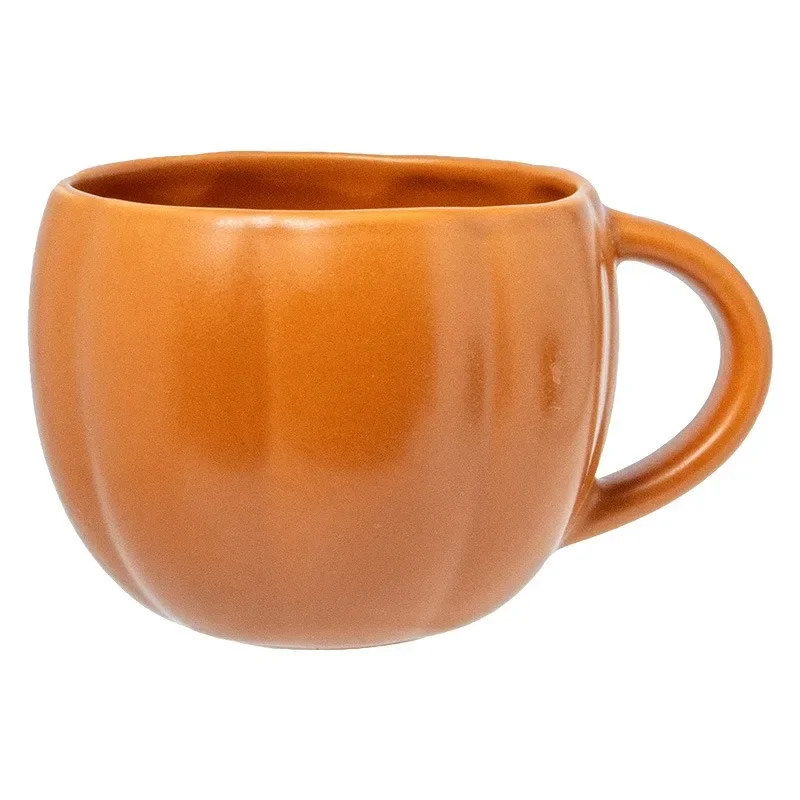 Hot Cute Pumpkin Shape Home Durable Ceramic Mug Large Capacity Drinking Water Coffee Cups with Handle Halloween Decoration Cup