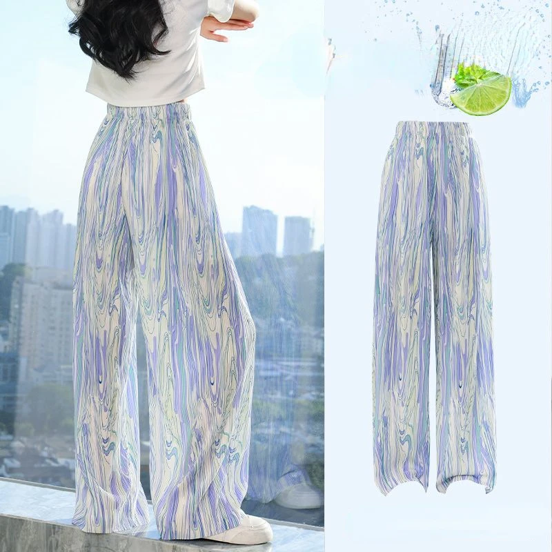 

Pants for Gilrs Summer New Korean Style Thin Casual Children's Style Tie-dye Fashionable Cool Straight Wide-leg Pants(Pant ONLY)