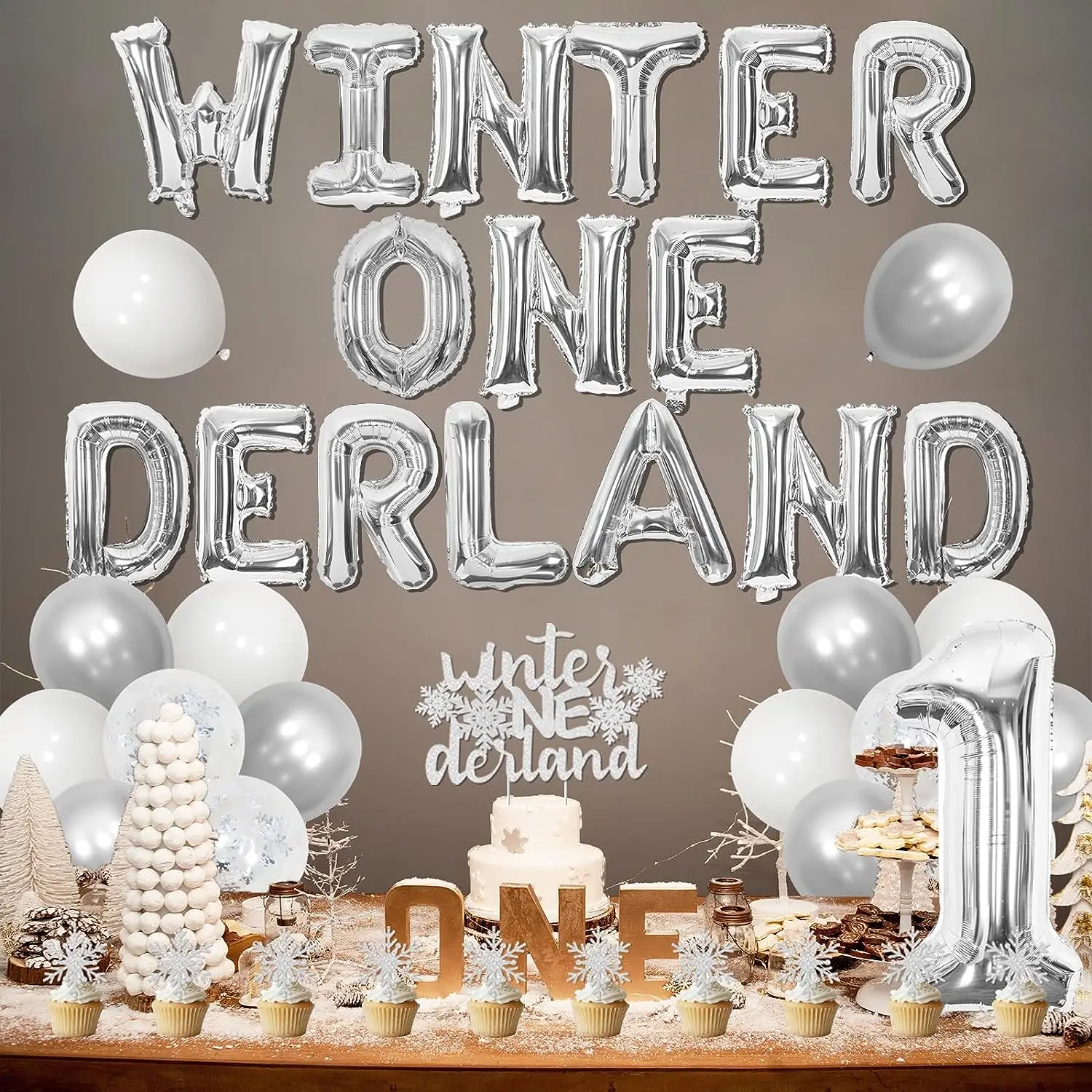 Silver & Pink Glitter Winter Onederland Banner - 1st Birthday Party Decor For Girls, Winter Wonderland Theme - View #7