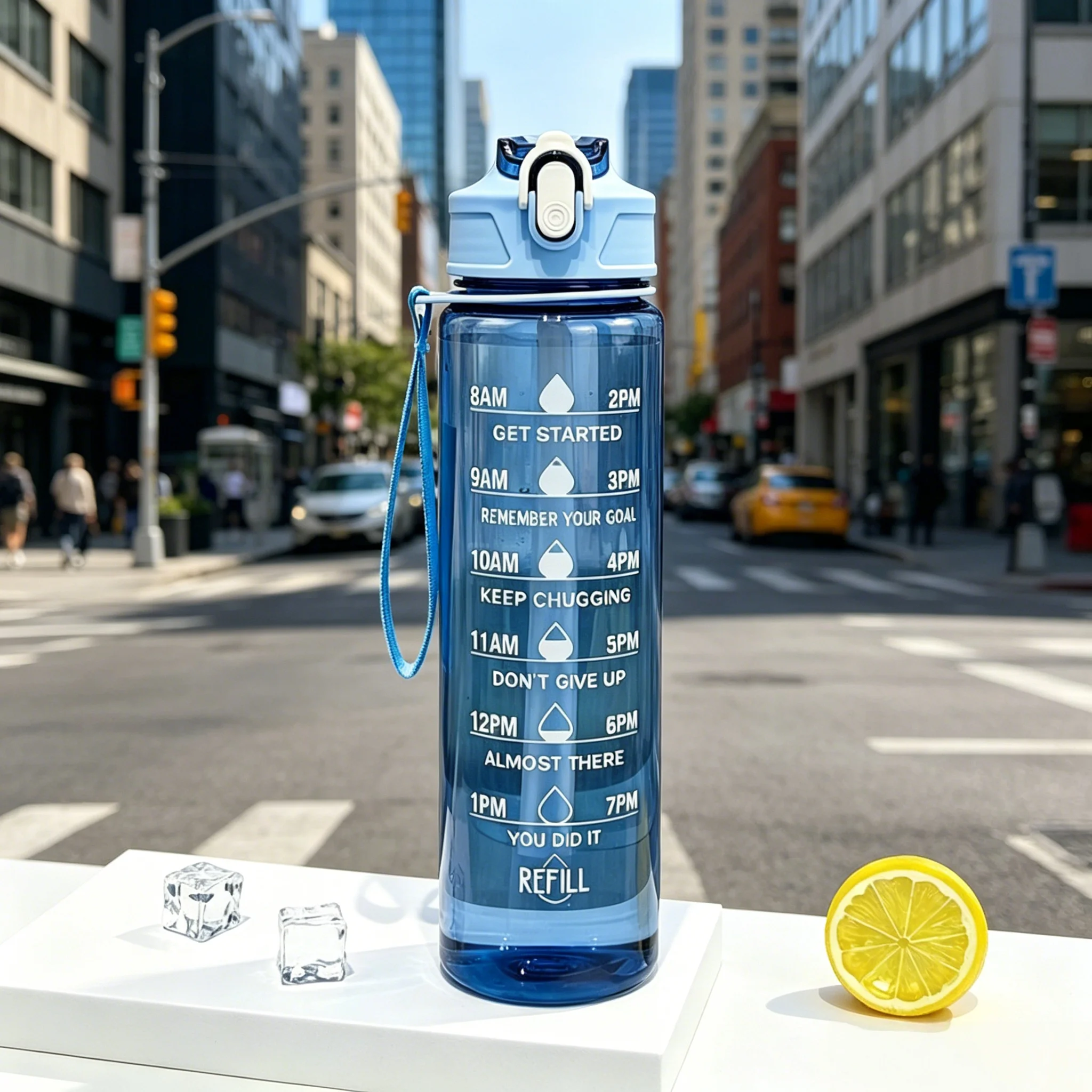 Leak-Proof Timed Water Bottle with Straw for Fitness and Outdoor Sports