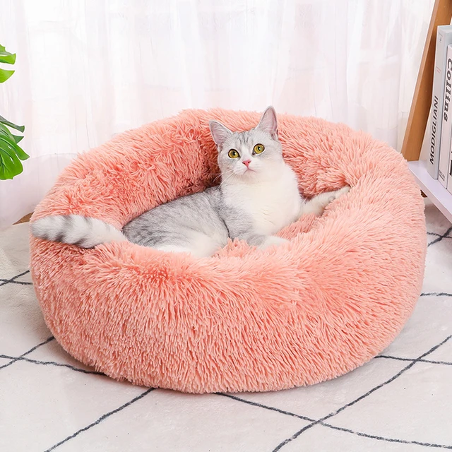 40-60cm Round Pet Bed for Large Dog Bed Super Soft Cat Bed Long Plush Dogs Basket Cushion Cat Bed Cat Mat Animals Sleeping Sofa 3