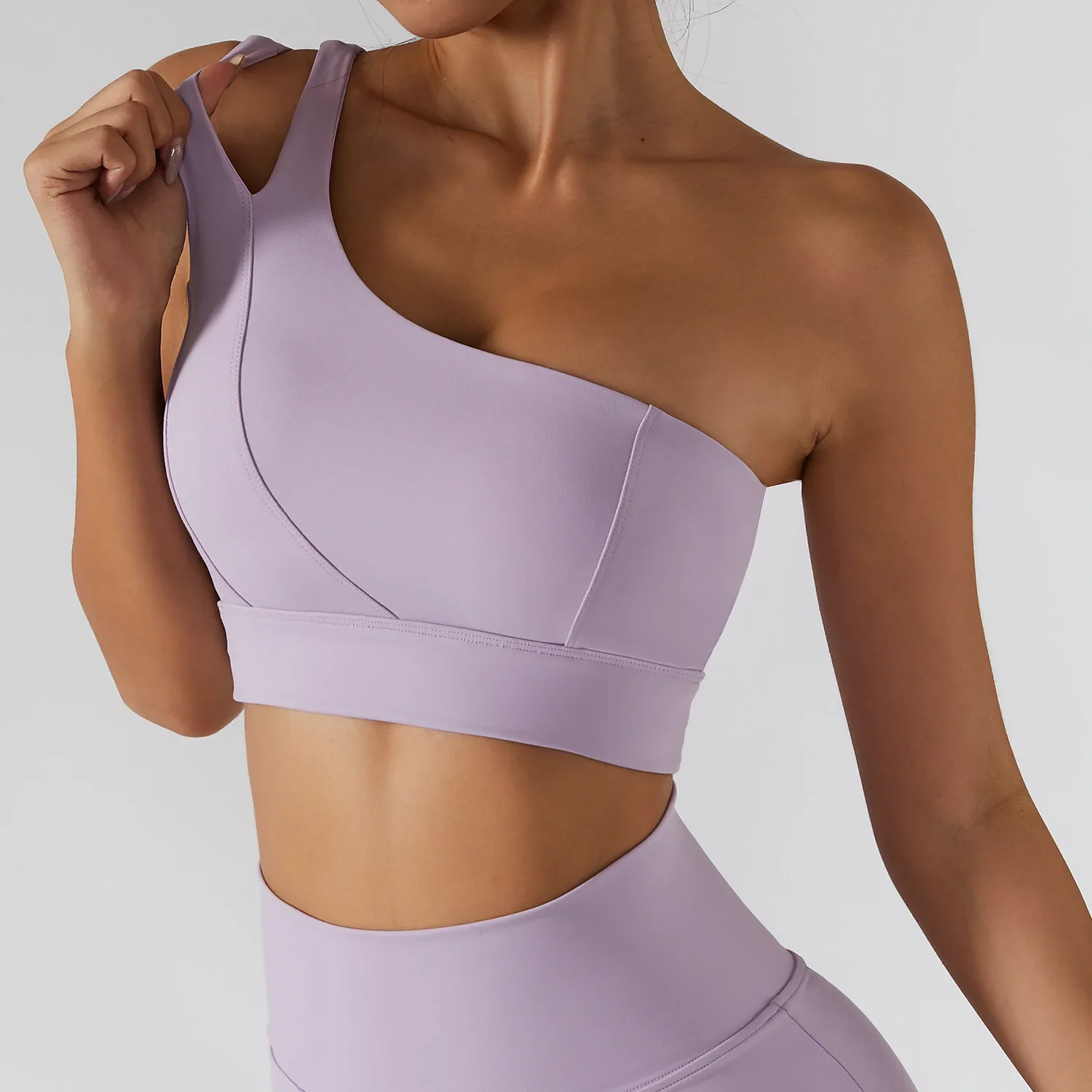 Soutien-gorge élastique absorbant les chocs pour femme, épaule unique, sensation de nude, beauté du dos, yoga, sport, course et fitness, gilet