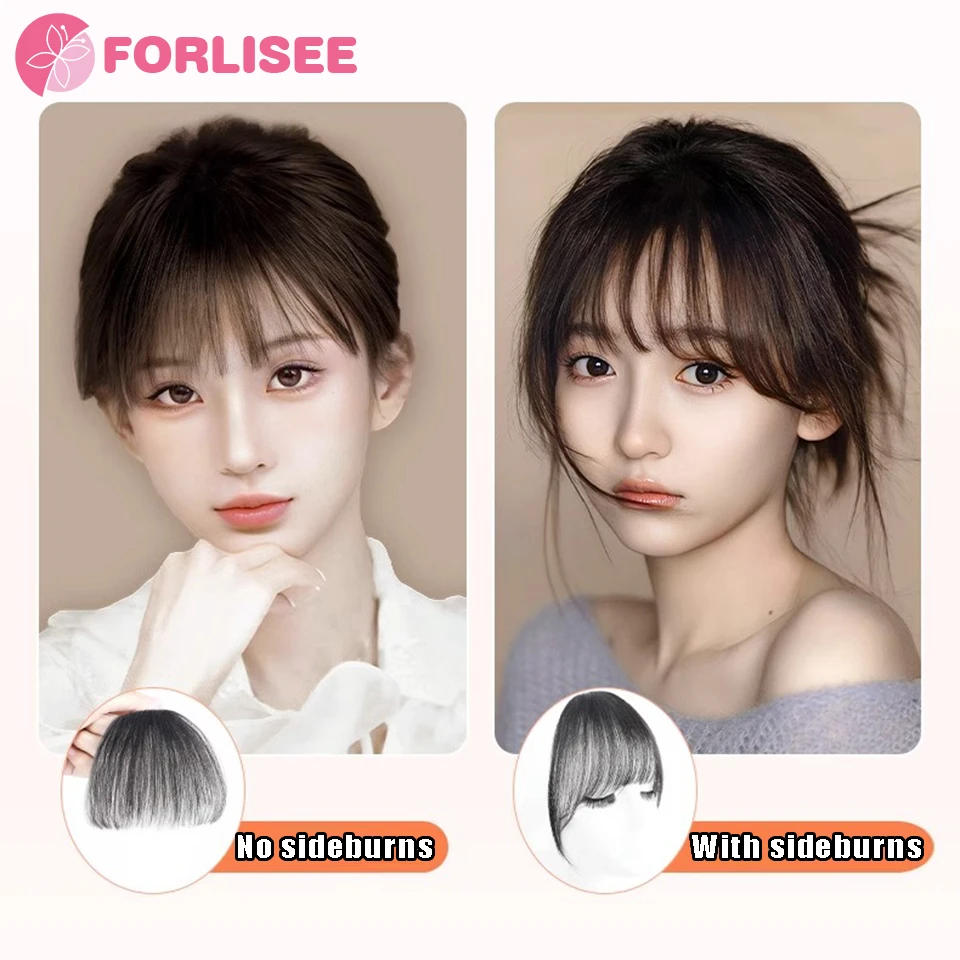 FORLISEE Synthetic Air Bangs Wig For Women 3D Fake Bangs Natural Forehead Full Bangs Wig Piece Replacement Wig