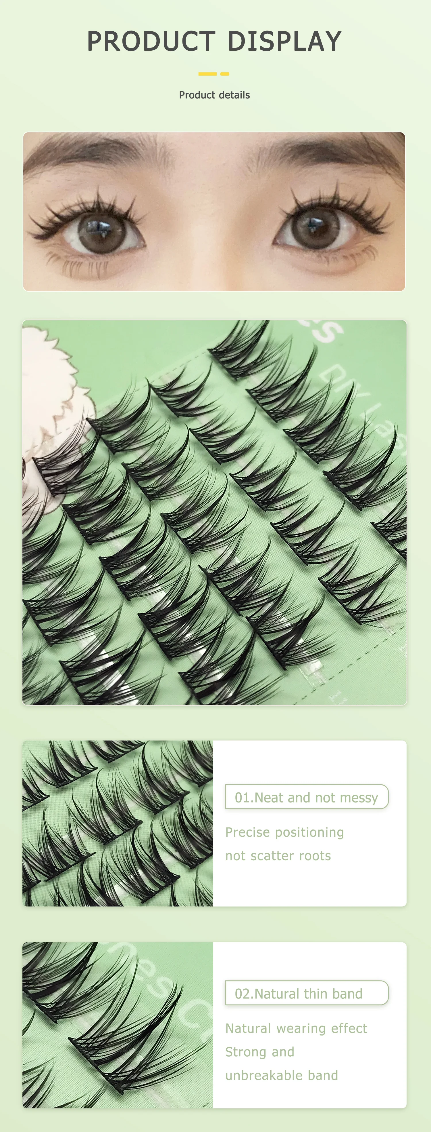 Description Picture 6 of itemPuppy lashes  Eye Lashes Segmented False Eyelashes Natural Simulation Thick Single Cluster Comic Fairy Lashes