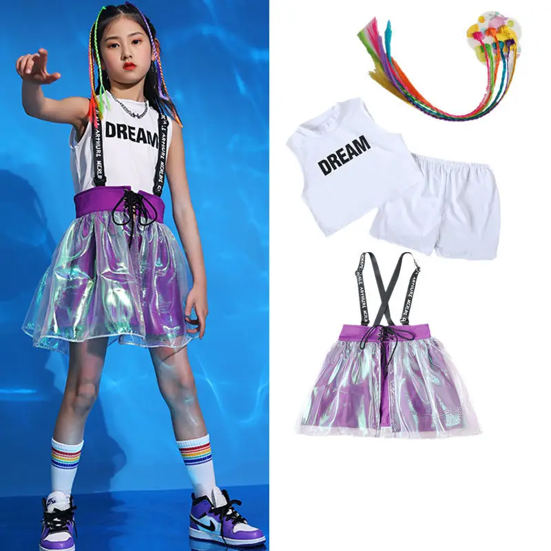 Girl Jazz Dance Costume Children Street Hip hop modern dance performance Jazz Stage cheerleading Costume dreadlocks for Girls