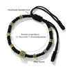 Bracelet tressé vintage Om avec perles carrées, fait main, réglable, porte-bonheur et protection, pour femmes, hommes, couples, bijou de poignet, cadeau