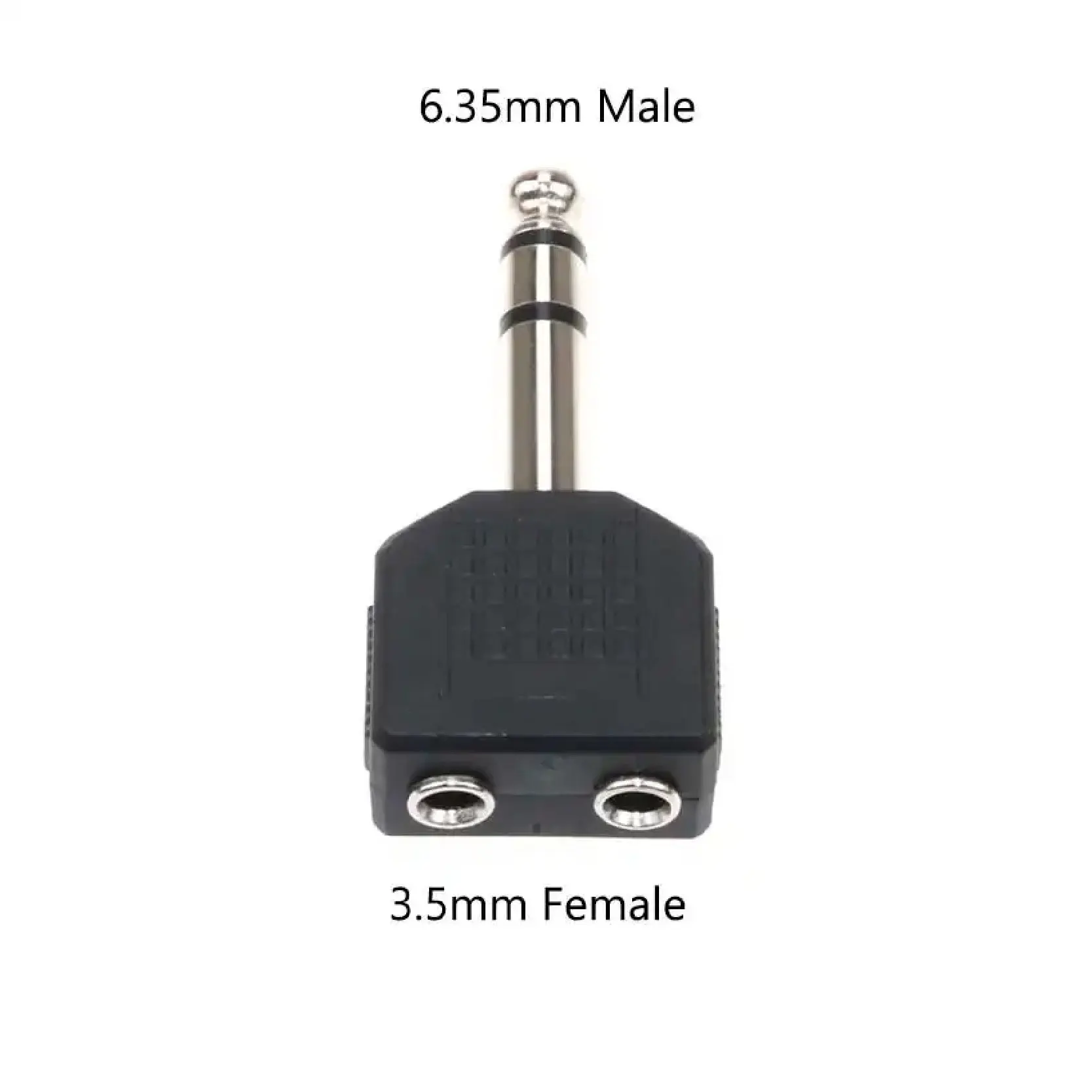 Universal Audio Jack Adapter - 6.35mm Male to 3.5mm/6.35mm Female Headphone & Microphone Splitter