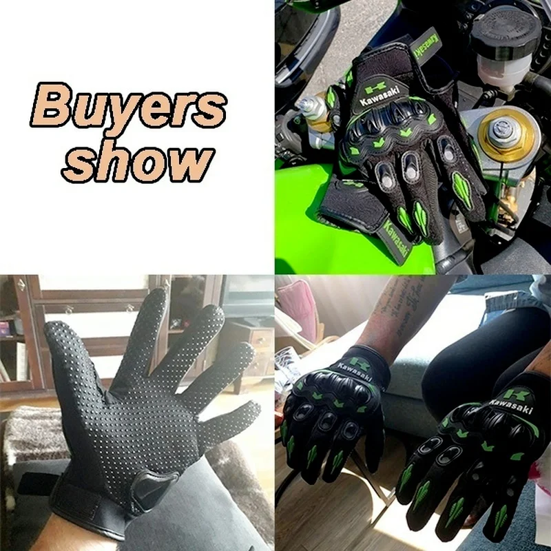 New Kawasaki Motorcycle Gloves Summer Riding Gloves Hard Knuckle Motorbike Tactical Gloves For Dirt Bike Motocross ATV UTV 6