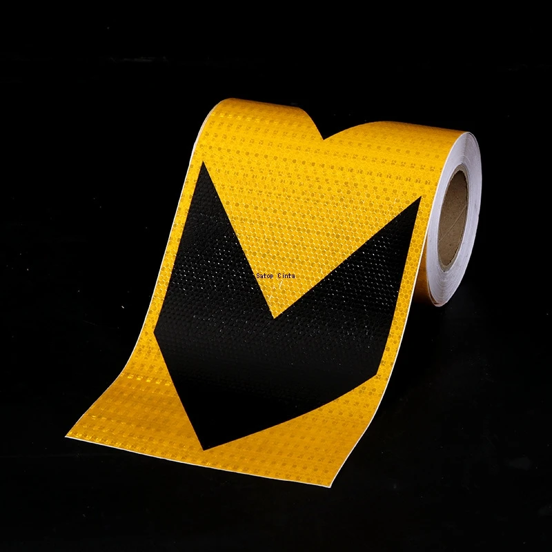 5cm/10cm/20cm*5M Arrow Reflective Hazard Safety Tapes Yellow-Black Warning Caution Reflectors Strips Adhesive Stickers For Trail 6