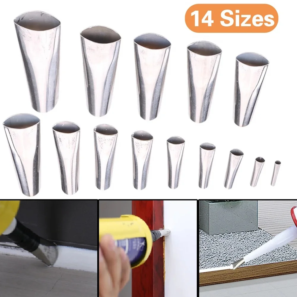 14PCS Stainless Steel Caulk Nozzle Applicator Caulking Finisher Glue Silicone Sealant Finishing Tool Kitchen Bathroom Sink Joint