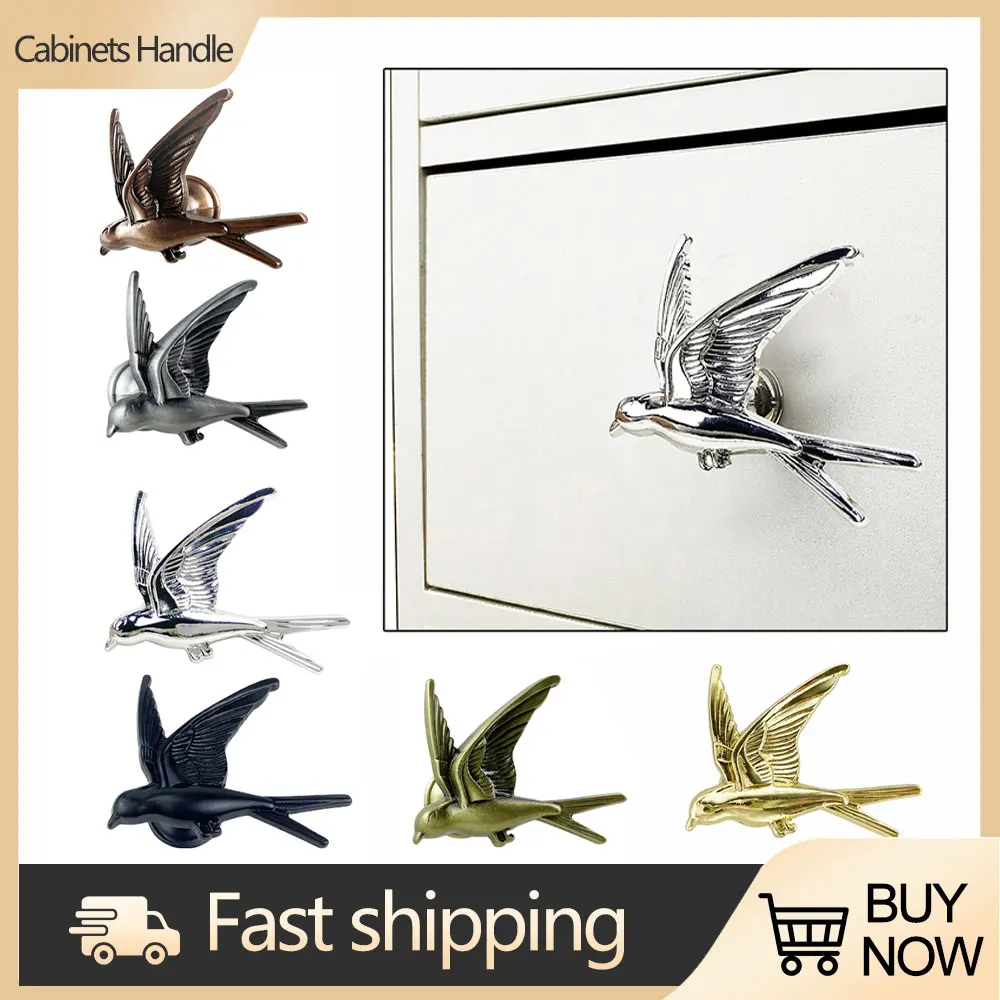 Cabinet Handles Bird Shape Furniture Handle Antique Gold Silver Handles For Cabinets Cupboard Drawers Zinc Alloy Drawer Wardrobe Pulls Handle