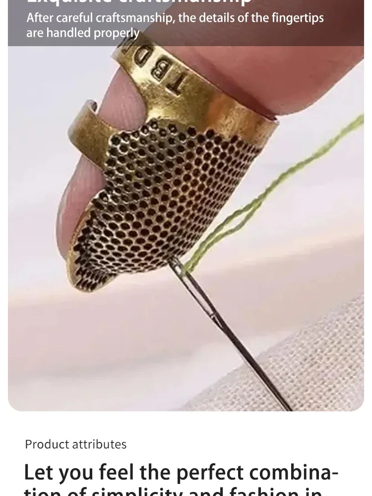 Description Picture 4 of itemAdjustable Vintage Sewing Thimble, Handmade Non-slip Embroidery against Ring, Vintage Needle Presser Needle Hoop Finger Holder