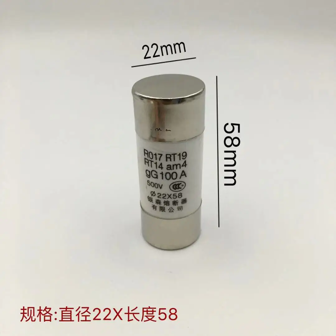 5pcs/lot 22X58 ceramic fuse tube fuse RO17 RT19 wire R017 63 100 125A