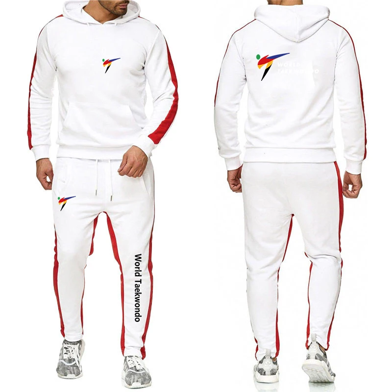 2024 WTF World Taekwondo Federation Men's New Solid Color Sweatshirt Set Casual Long-sleeved Hoodies + Pants Two Piece Suit 6