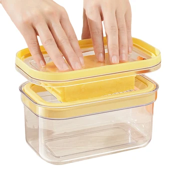 Affettatrice per burro, resistente al calore, in plastica, contenitore per fette di burro staccabile per piano di lavoro o frigorifero 1