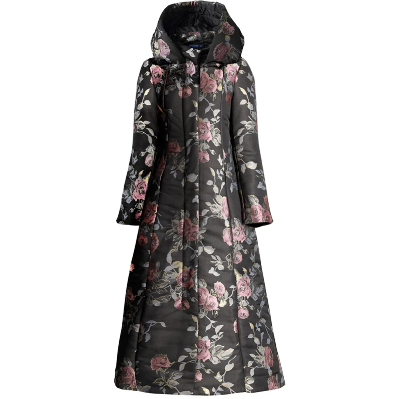 Winter Wool Long Coat Casual Embroidery Floral Jacket Wool