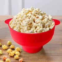 New Silicone Popcorn Maker Microwave Popcorn Bucket Foldable Silicone Popcorn Bucket Poppers Bowl DIY Popcorn-Maker with Lid 2